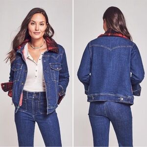 Faherty Blue Denim Jacket with Red Plaid Lining